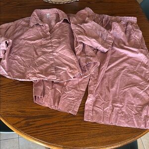 Athleta Pink Pajama Set Classic Super soft Design XS top M bottom